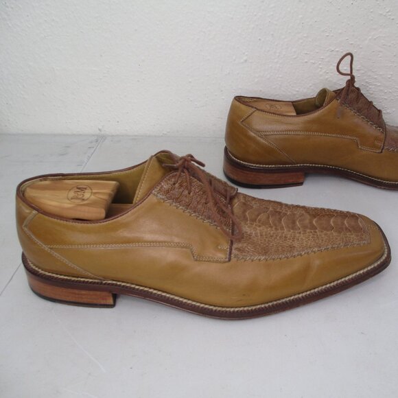 J.L. Brown Mens Genuine Ostich Leg Mens Size 11 Dress Shoes Tan Square Toe main image 7
